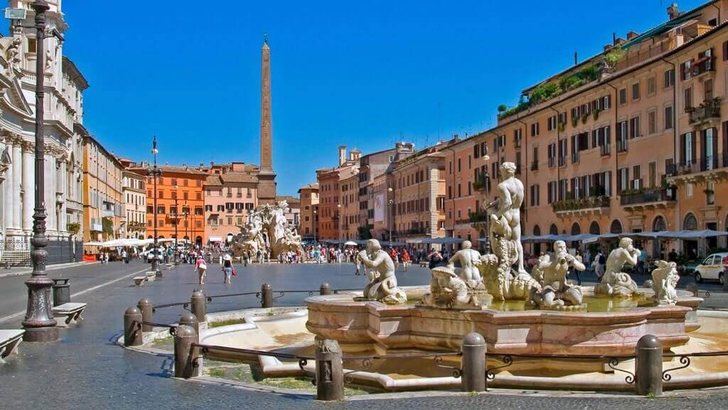 Piazza Navona is the largest Piazza city which can hold a beautiful fountain