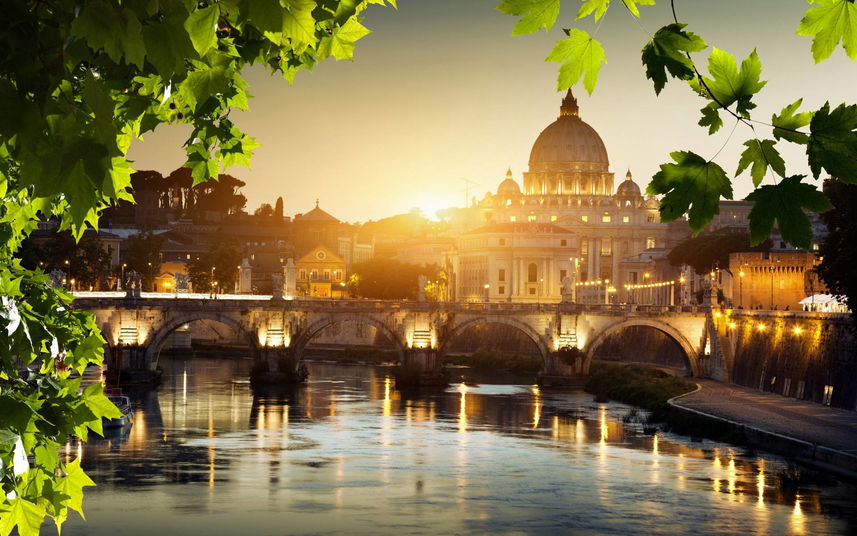 The Historical Tiber River in Rome 